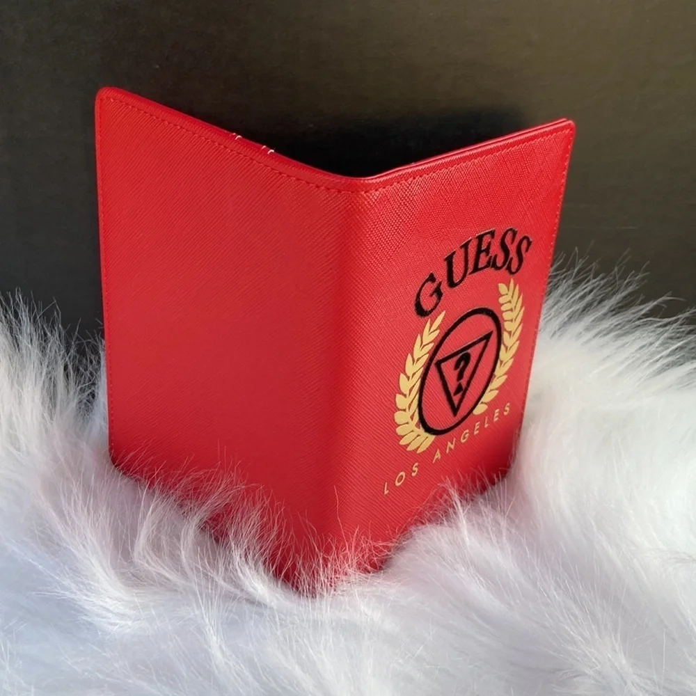 New GUESS Red Logo Passport Case